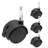 suiwotin 4pcs 2 Inch Swivel Caster Wheels, M8 Grip Neck Stem Caster Wheels with Brake, Heavy Duty Casters, Black Nylon Wheels Re