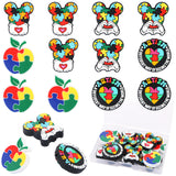 LIYDE 12-Piece Autism Awareness Silicone Beads Kit - Bear & Apple Design Focal Beads for DIY Keychains, Bracelets & Lanyards