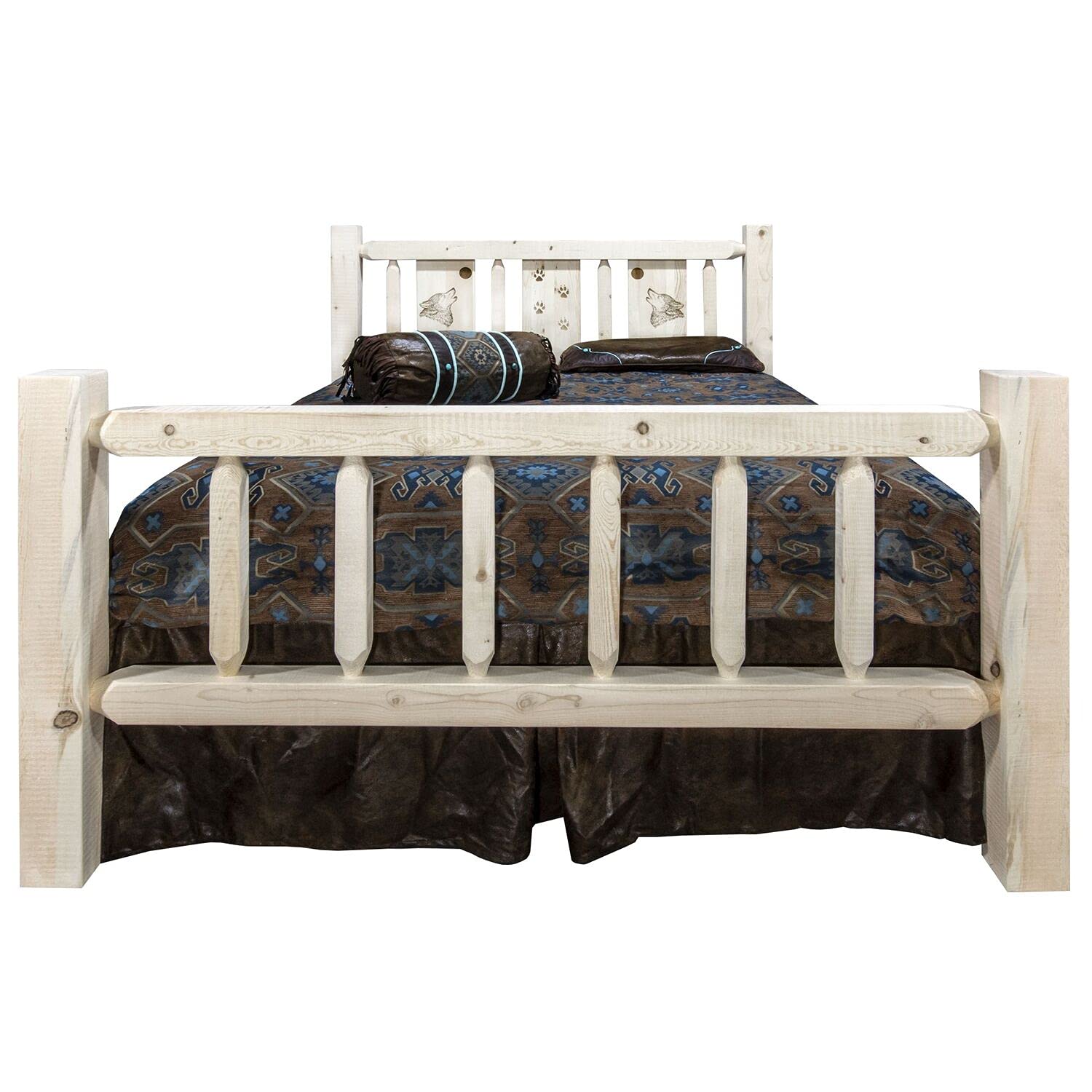 Montana Woodworks Wolf Design Laser Engraved Bed (King: 94 In. L X 80 In. W X 47 In. H (199 Lbs.))