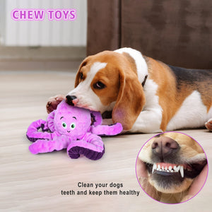 BUYPOW Dog Squeaky Toys Octopus - Tough Plush Large Medium & Small Toys - Stuffed Funny Cute Animals Puppy Pet Toy for Dog Birth