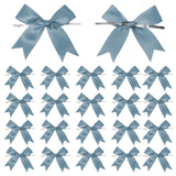50 Counts Dusty Blue Twist Tie Bows 3.1 Pre-Tied Satin Ribbon Bow Decor Mini Twist Tie Bows for Gift Wrapping Treat Bags Cake Br