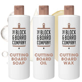The Block & Board Company Specialist Chopping Board Complete Kit Food Grade Soap, Wax & Oil | Cleans, Nourishes, Seals & Protect