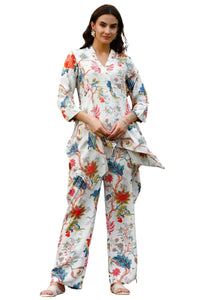 Leriya Fashion Women Ethnic Kurta Set | Rayon Co-Ord Set | Fancy Pajama Set | Pack of 2 | Floral Printed Top & Pant Set | Full P