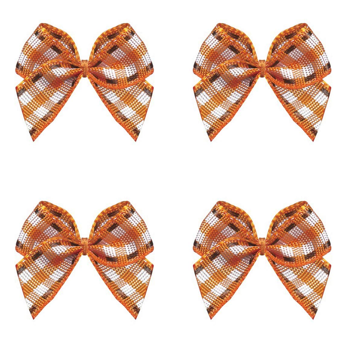 VIVIQUEN 50pcs Mini Gingham Ribbon Bows Checkered Ribbon Flowers Plaid Ribbon Bow Appliques DIY Craft for Sewing, Scrapbooking, 
