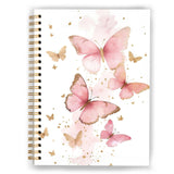 XUNLURY Pink and Gold Butterfly Notebook, Preppy Butterfly Journal, Girly Cute Journals for Women, Aesthetic Office Supplies, Pr