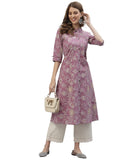 Stylum Women's Floral Print Rayon A-Line Kurta (FIONAMAUVE44_Mauve, XXL)