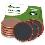 COVERCORNER Furniture Sliders for Carpet 8 PCS - 3 1/2 inch Furniture Moving Slider Chair Legs Floors Protectors Furniture Mover