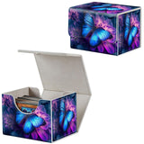 Qindaiwen Card Deck Box for MTG, Fits 100+ Single Sleeved Cards, PU Leather Trading Card Storage Box for TCG, CCG, MTG Cards, St