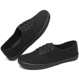 TUOPIN Womens Canvas Sneakers Low Top Casual Tennis Shoes Full Black US8.5