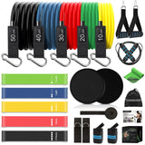 23 Pack Resistance Bands Set Workout Bands, 5 Stackable Exercise Bands 5 Loop Resistance Bands 2 Core Sliders, Door Anchor Handl
