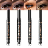 LANGMANNI 4Colors Dual-Ended Cream Eyeshadow Stick Set - Silky Smooth, Waterproof & Transfer-Proof, Built-in Blender Brush, All-