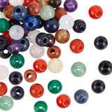OLYCRAFT 50 Pcs 6mm Natural Stone Beads Random Round Loose Gemstones 2mm Hole Beads Assorted Large Hole Stones for DIY Necklace 
