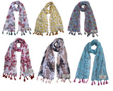 Fusfus WomenS Printed Chiffon Scarves And Stoles, Free Size(Multicolour, Fs776) Pack Of 6 (Multicolor4)