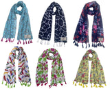 Fusfus WomenS Printed Chiffon Scarves And Stoles, Free Size(Multicolour, Fs756) Pack Of 6 (Multicolor4)