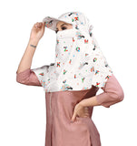 7 SeasonS Rayon Scarf Cum Mask Universal Size/Usable For Vehicle Driver For Sunlight Uv Protection/White Printed Design Size 32
