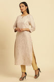 W For Woman Women'S Cotton Geometric Regular Kurta (23Austw10700-312242_Cream Cream M