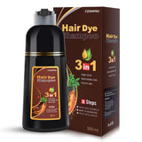 Hair Dye Shampoo Chestnut Brown Hair Color Shampoo for Gray Hair Coverage Herbal Hair Dye Shampoo 3 in 1 for Men and Women, Inst