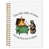 OJMFHEGEE Funny Raccoon Mental Health Dumpster Fire Spiral Notebook 5.5x8.3 in, This Little Light of Mine Dumpster Fire Raccoon 