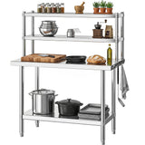 DWVO 36x24in Stainless Steel Table, NSF Metal Prep Worktable with Adjustable Overshelf for Kitchen Restaurant Hotel Garage Wareh