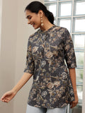 Libas Women'S Silk Blend Printed Straight Kurtis (58162O_Grey Grey L