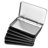 Elesunory 6 Pcs Metal Rectangular Hinged Tin Boxes with Lid, Mini Portable Empty Box Container, Small Black Tin with Lid for Home or Outdoor Active Storage (Black)