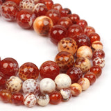 Yochus 60pcs Round Loose Polish Fire Agate Beads for Bracelet Beads