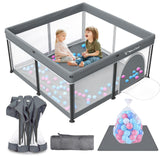 Taleco Gear Foldable Baby Play Pen with Mat, 50''x50'' Playpen for Babies and Toddlers, Playpen for Baby with Gate, Breathable,F