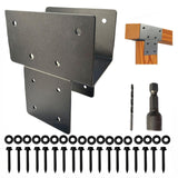 2P 4x4 Post Brackets Heavy Duty Pergola Brackets Galvanized Steels Hardware Holder Post Anchor Connector for Supporting Wood Bea