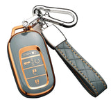 Cacacar for Honda Key Fob Cover with Keychain, Premium Soft TPU Full Protection Key Fob Case for Honda Accord Civic Smart Remote
