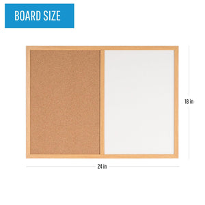 Maya Combo Board, Melamine Dry-Erase And Cork, 24 X 36, Oak Frame