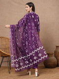 Gosriki Women'S Rayon Viscose Printed Anarkali Kurta With Palazzo & Dupatta (Chakrika Purple-Vks03-Gs_L_Purple_Large),Purple,,B0DVP9VHBB