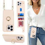 Lipvina for iPhone 13 Case with Card Holder for Women,Crossbody Strap Lanyard,Credit Card Holder,Ring Stand,Snap Clasp,Wallet Ca