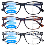 VIDEBLA 3 Pack Progressive Multifocus Reading Glasses for Women Men Blue Light Blocking Multifocus Spring Hinges Readers (3 Mix 