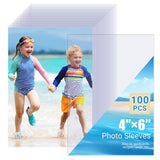 4x6 Photo Sleeves (100 Pack) - Top Loading Sheet Protectors, Archival Safe & Waterproof Plastic Photocard Sleeve, Soft Clear Sle