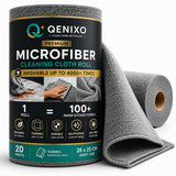 QENIXO Microfiber Cleaning Cloth Roll | Tearable Reusable Washable Cleaning Wipes | Ultra Absorbent Lint Free Multipurpose Cloth