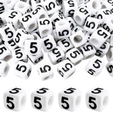 MIIIM 200 Pcs Serif Number 5 Beads for Bracelets, 6x6mm Large Hole Square Number Beads 5 for Knitting, Crochet, Phone Digits, Ke