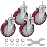 Finnhomy Swivel Caster Wheels 5 Inch Threaded Stem Casters Set of 4 Heavy Duty 1/2-13 x 1 Anti-wear Polyurethane Industrial Cast