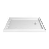 DreamLine SlimLine 32 in. D x 60 in. W x 2 3/4 in. H Right Drain Double Threshold Shower Base in White