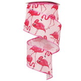 JarThenaAMCS Flamingo Wired Edge Ribbon Pink Summer Hawaiian Fabric Wrapping Ribbon for Farmhouse Birthday Baby Shower Party DIY