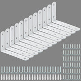 Alise 12 Pack Floating Shelf Brackets,White Heavy Duty L Bracket Corner Brace,Stainless Steel Corner Brackets,Joint Angle Bracke