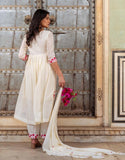 Gosriki Women'S Rayon Blend Anarkali Embroidered Kurta With Pant & Dupatta (Raashi Cream-Gs_M_Cream_Medium),Cream,,B0DD76HSWP