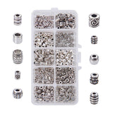 PH PandaHall 500pcs Column Spacer Beads, 10 Style Tube Metal Spacers Antique Silver Beads Tibetan Alloy Spacers Jewelry Loose Be