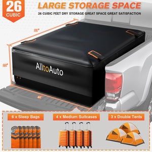 AlltoAuto Truck Bed Cargo Bag, 26 Cubic Feet (51''x40''x22''), 100% Waterproof 1000D Heavy Duty, Fits Any Truck Size, Simple and