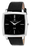 Timewear Men'S Slim Series Two Hands Leather Strap Square Analog Watch (Black)