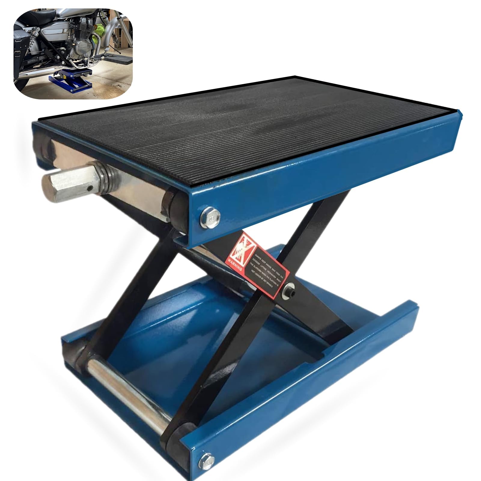 1100 LB Motorcycle Center Scissor Lift Jack ATVs Dirt Bike Scooter Crank Hoist Stand, Blue