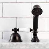 Kingston Brass Ksk3355Pltr Vintage Deck Mount Hand Shower With Diverter For Roman Tub Faucet, 3.44 X 5.63 X 8.06, Oil Rubbed Bro