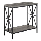 Convenience Concepts Tuscon Starburst Chairside End Table with Charging Station and Shelf, Weathered Gray/Black