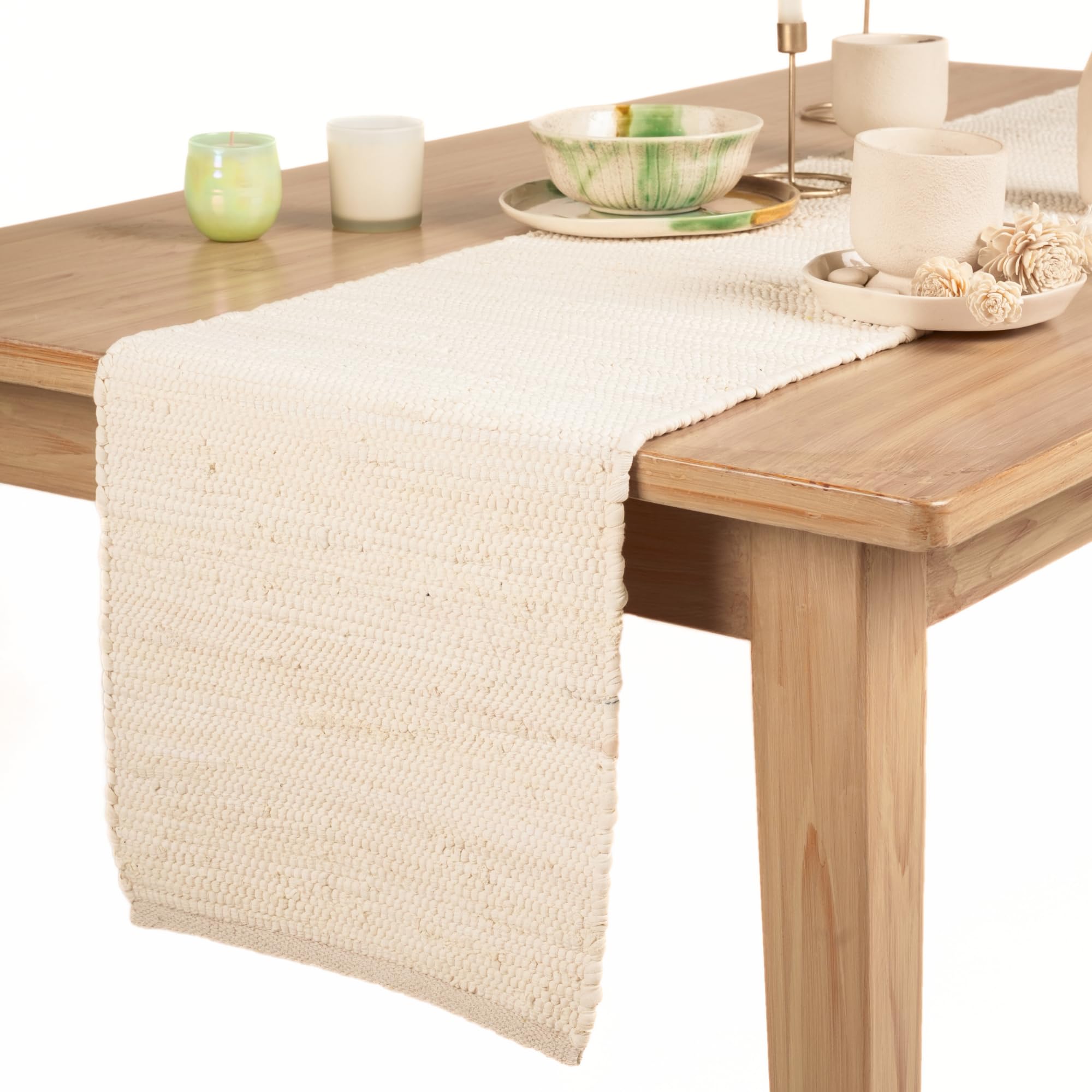 Rajrang Cotton Chindi Rag Table Runner 14 X 72 Inches Vintage Style Ethnic Decorative Kitchen Accessories