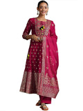 Libas Pink Organza Printed Kurta Sets For Women