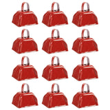 12-Pack Red Cow Bells Noise Makers with Handle, Hand Percussion Cowbells for Sporting Events, Football Games, Graduation Ceremon